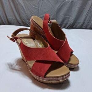 A.Giannetti Pink Suede Strappy Wedge Sandals Slingback US 8 Made in Italy